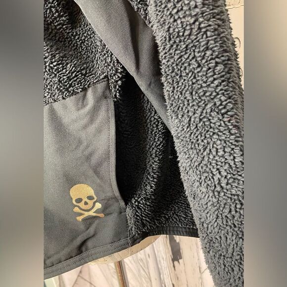 Nike Sherpa Fleece Pullover Sweatshirt Skull Black L - Picture 6 of 11